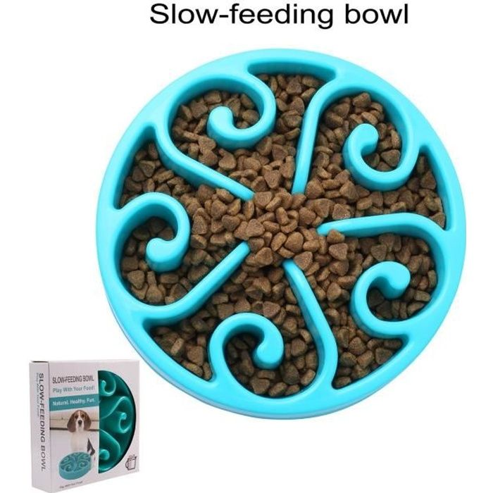 Comparer les prix de ePeTop Gamelle pour Chiens Anti Glouton 18.5cm - Bleu - Favorise une Alimentation Saine et une Digestion Lente