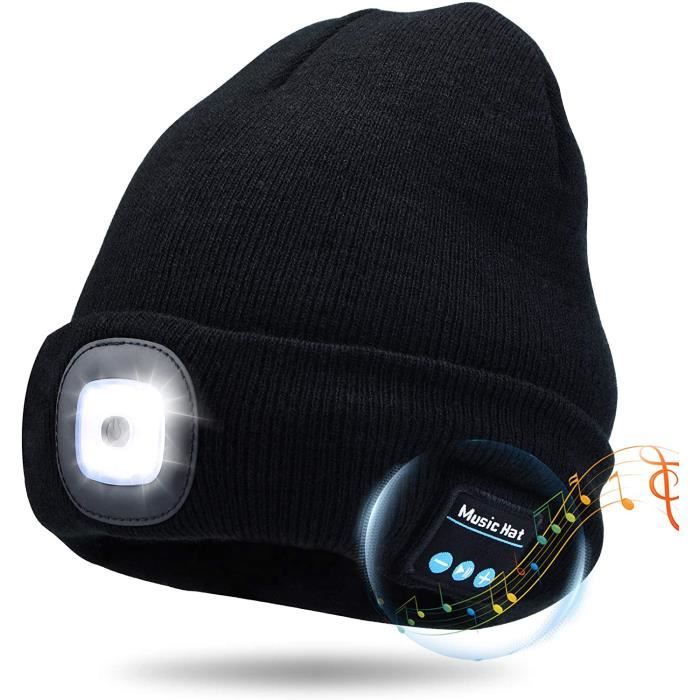 Bonnet de Musique sans Fil Bluetooth,Bonnet d'hiver avec lumière,4 LED  Perles de Lampe, Chargement USB,Homme Femme Beanie Musiq[247] - Cdiscount  Prêt-à-Porter