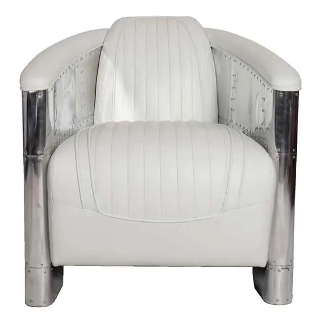 fauteuil club dc3 cuir blanc - vintage