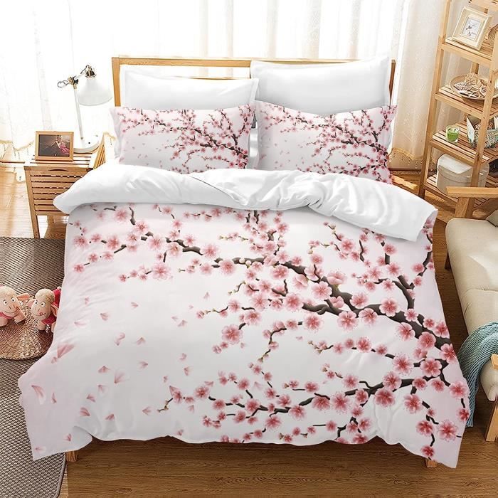 Rose Rouge Housse De Couette Parure De Lit En Microfibre Motif Fleurs