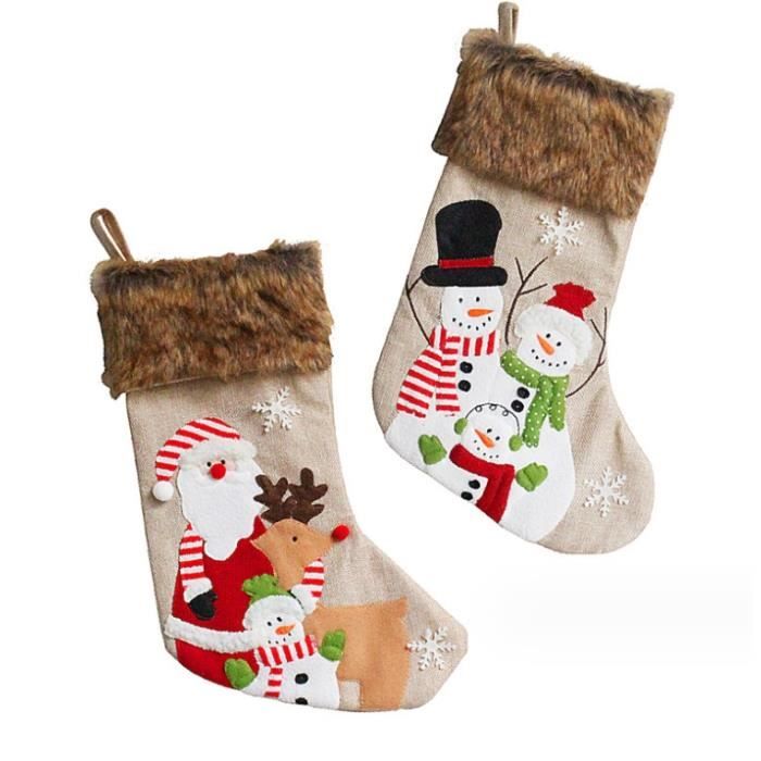 Chaussette de Noël - Personnalisée - 2 Pièces - Tissu Non Tissé - Peluche - 42x26cm