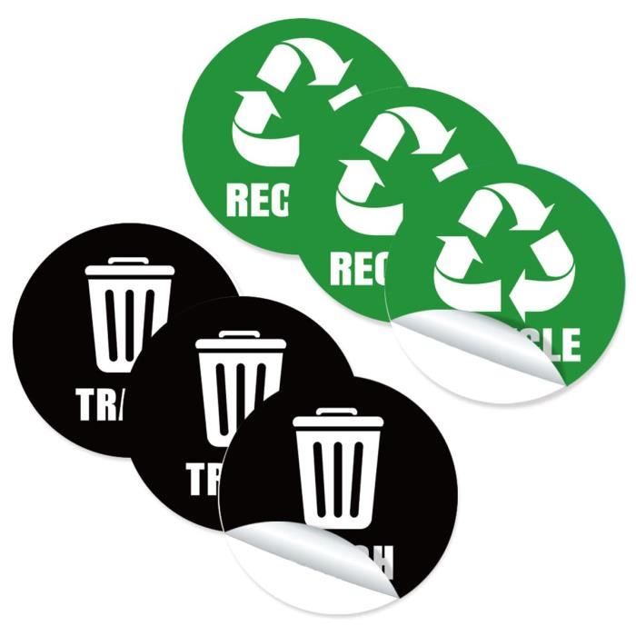 6 Pcs Recyclage Bin Autocollants AutoAdhésif Pvc Recyclage