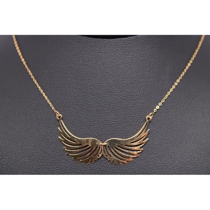 Chaine Ailes D'ange En Or 375/1000 Jaune Jaune - Achat / Vente Chaine De  Cou Seule Chaine Ailes D'ange En Or 3 Femme Adulte Jaune -