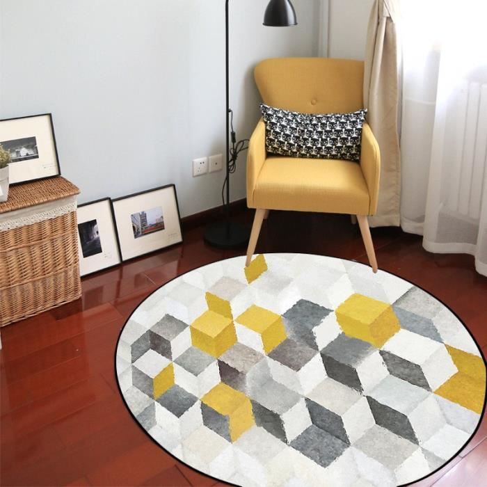 Tapis Rond 160cm Tapis Rond Geometrique Abstrait Grand Tapis