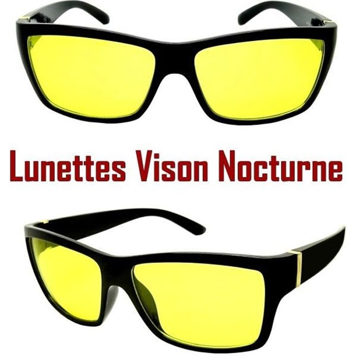 LUNETTES VISION NOCTURNE NUIT VERRE JAUNE ANTI ÉBLOUISSEMENT RECTANGLE  CONDUITE - Cdiscount Bijouterie