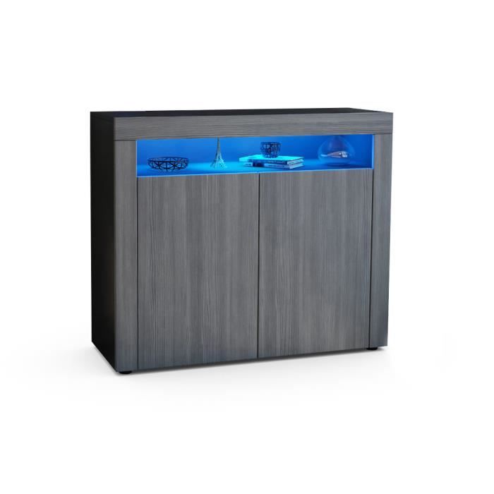 Vladon Commode buffet Valencia en Noir mat - Avola-Anthracite - Avola-Anthracite