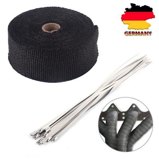 Bande Thermique échappement 10 M – Isolation Moto Et Voiture – Résiste à 500°C Avec Attaches Inox