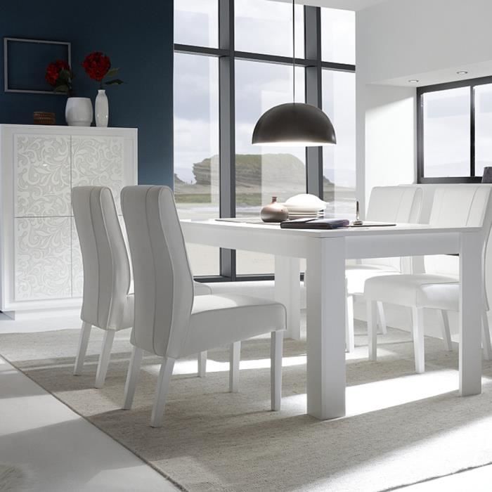 Table A Manger Blanc Laque Mat Design Belladone L 228 X P 90 X H