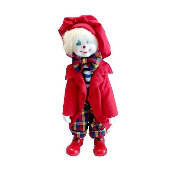 Figurine décorative de clown peinte à la main en porcelaine en céramique vintage - France