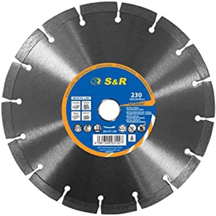 Disque diamant 230 à Béton. Meule à tronçonner standard soudé au laser.  Universel pour Béton, Pierre, Brique et matériaux de constru - Cdiscount  Bricolage