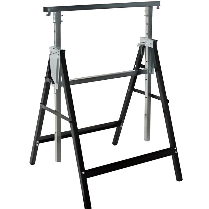TRETEAU PORTABLE METALLIQUE - MAX. 180kg-pc - réglable en hauteur télescopique - Noir