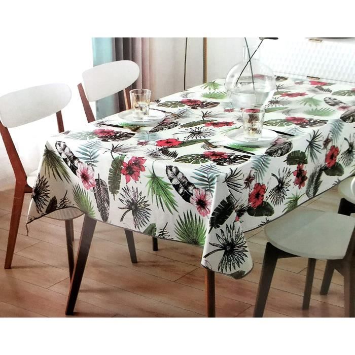 Nappe En Toile Ciree Pvc Carree 1 X 1 Cm Impermeable Usage Interieur Et Exterieur Original 100 Motifs Fleurs Tropi 3 Cdiscount Maison