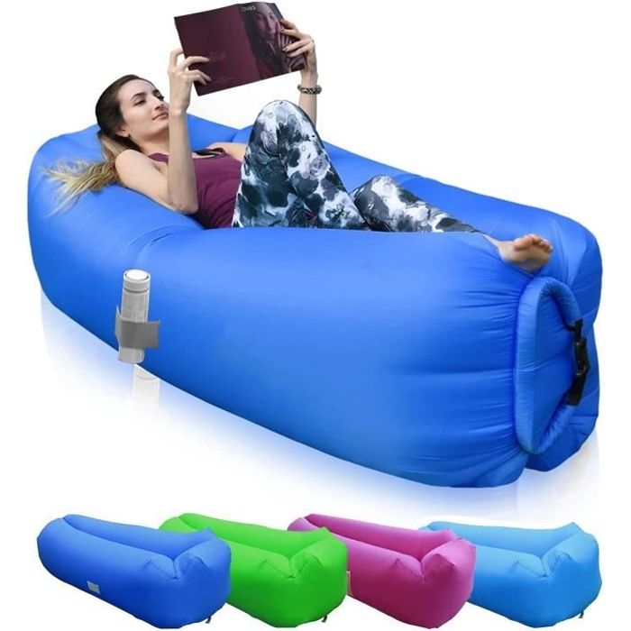 Hamac Gonflable Canapé avec Oreiller Intégré et Sac de Rangement
