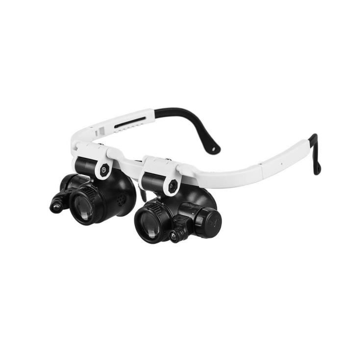 LOUPE OPTIQUE,--Loupe de tête de bijoutier réglable, lampe de bandeau, lunettes grossissantes