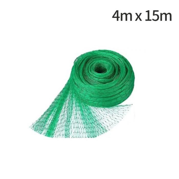 Filet Protection Oiseaux 12x4m - Maille 1.8cm, Polyéthylène Noir