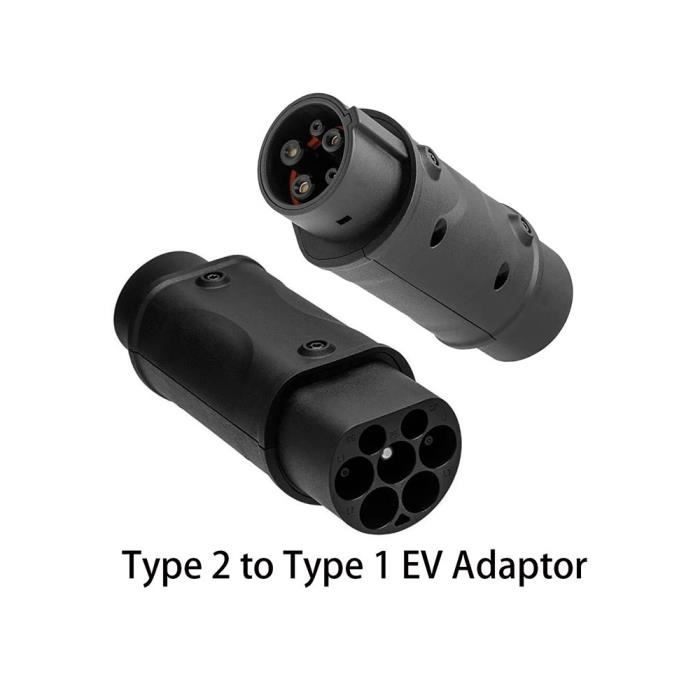 Adaptateur De Chargeur EV Type 2 Vers Type 1 - 16A/32A, 230V, 7,2 KW - IP54, Ignifuge UL94 V-0 - Pour Véhicules électriques