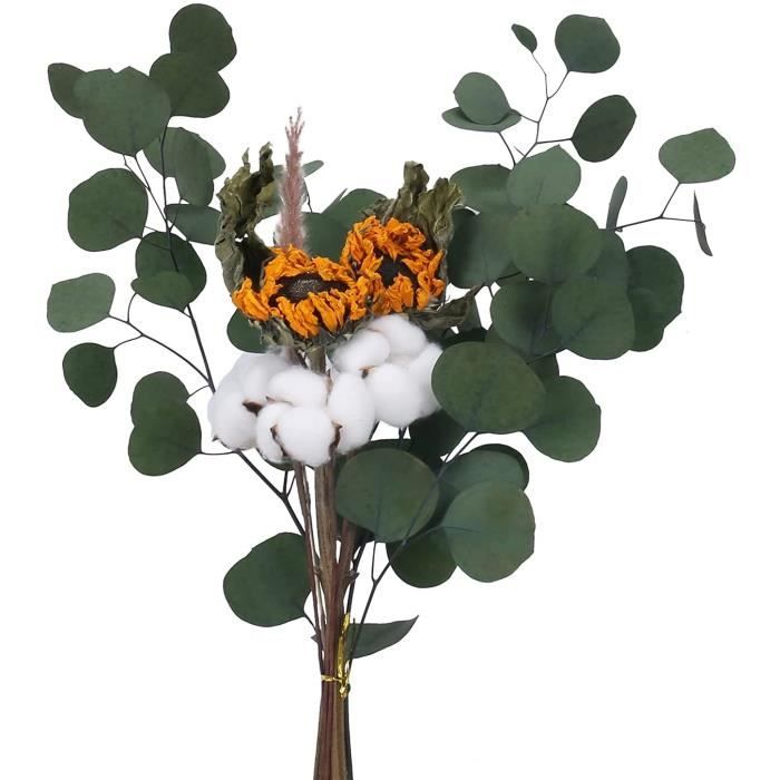 Coton naturel des fleurs séchées coton tiges de coton branches de coton  artificiel Bouquet séché 2 têtes de coton avec des fe 840 - Cdiscount Maison