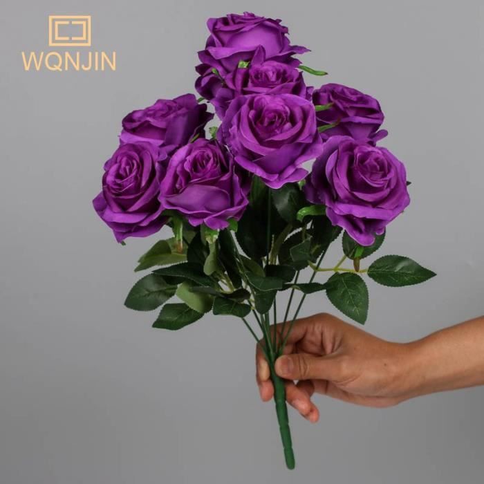 Bouquet Fleurs Artificielles En Soie Violet - Roses, Pivoines, Lavande - 35cm - Décoration Mariage, Maison, Cadeau