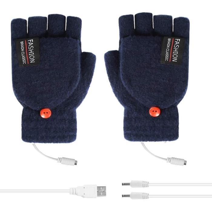 Mitaine demi-doigt d'hiver Gants chauffants rechargeables Gant d'ordinateur  portable chaud USB Mitaine demi-doigt pour homme - Cdiscount Prêt-à-Porter