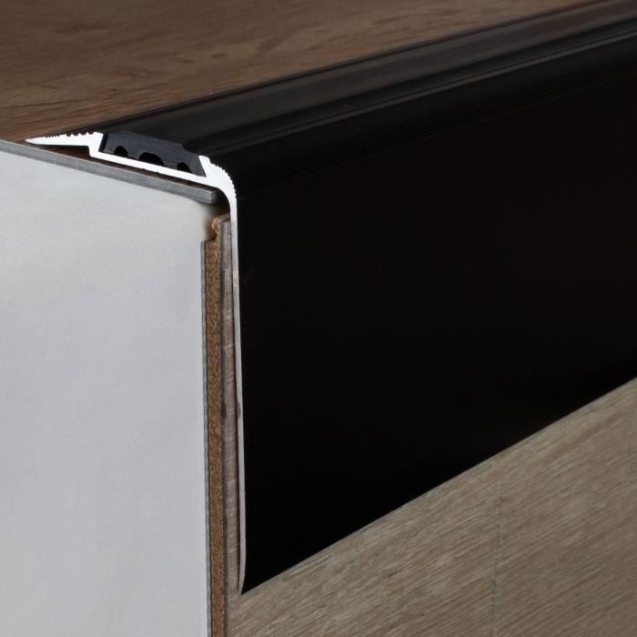 M-D PRO - Nez de marche carré en aluminium avec tombant Perforations en zigzag #BCL Bright Clear 1 3/8
