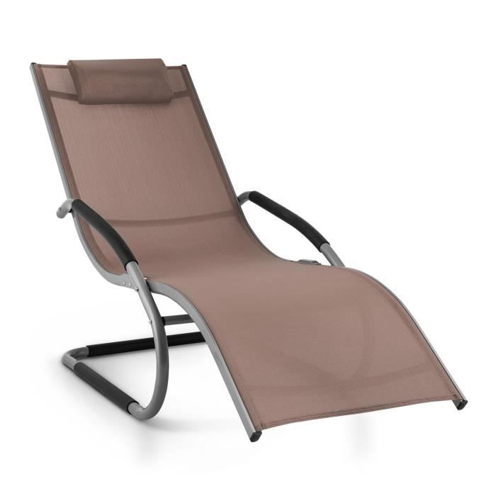 chaise longue de jardin blumfeldt sunwave - aluminium - marron - exotique