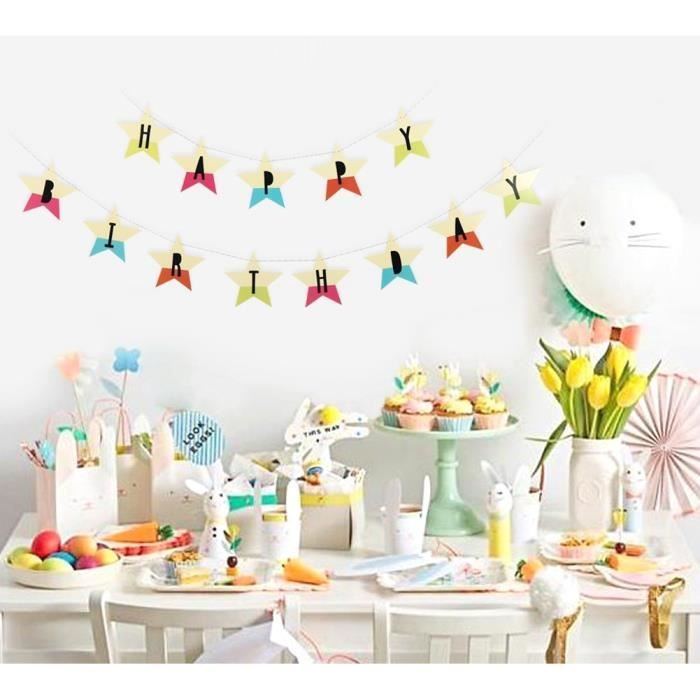 9 8ft Joyeux Anniversaire Colore Star Party Banniere Baby Shower Hanging Decoration De Fond Garland Cdiscount Maison