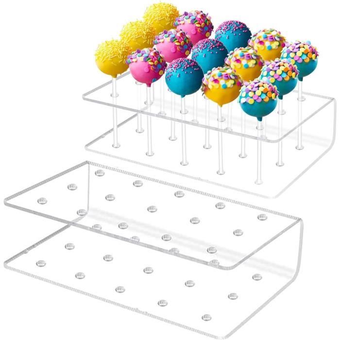 Erlsig Moules à cake pop, 100 bâtonnets en silicone avec support pour sucettes, bonbons, gumdrop et gelée Rose