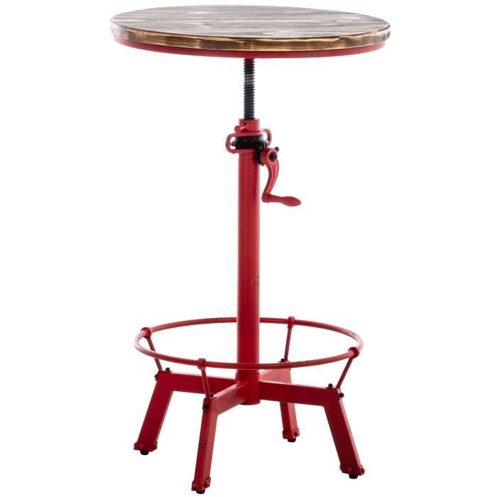 table haute de bar ajustable malita - clp - rouge - industriel - loft