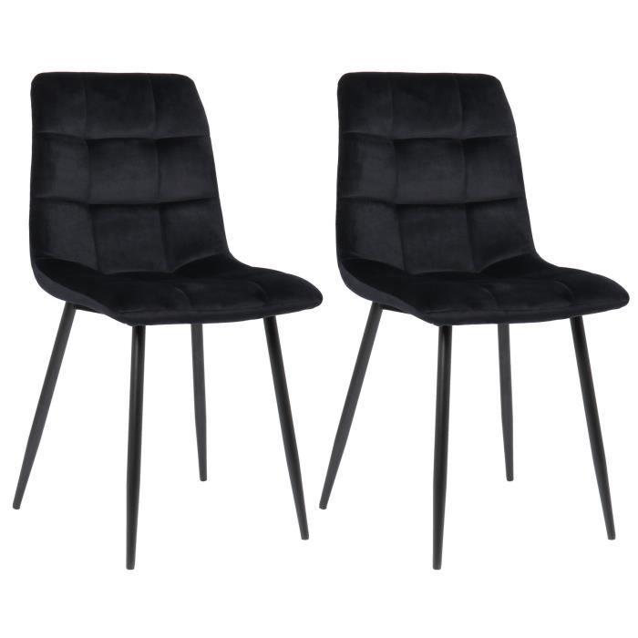 Chaises Salle à Manger Maryam - Lot De 2 - Rembourrées Velours/tissu - Structure Métal Noir - 150 Kg - 4