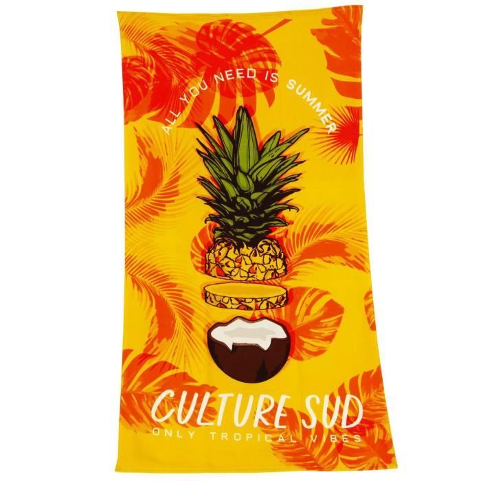 Serviette de bain drap de plage Koko ananas coco 90*170cm - Culture sud ...