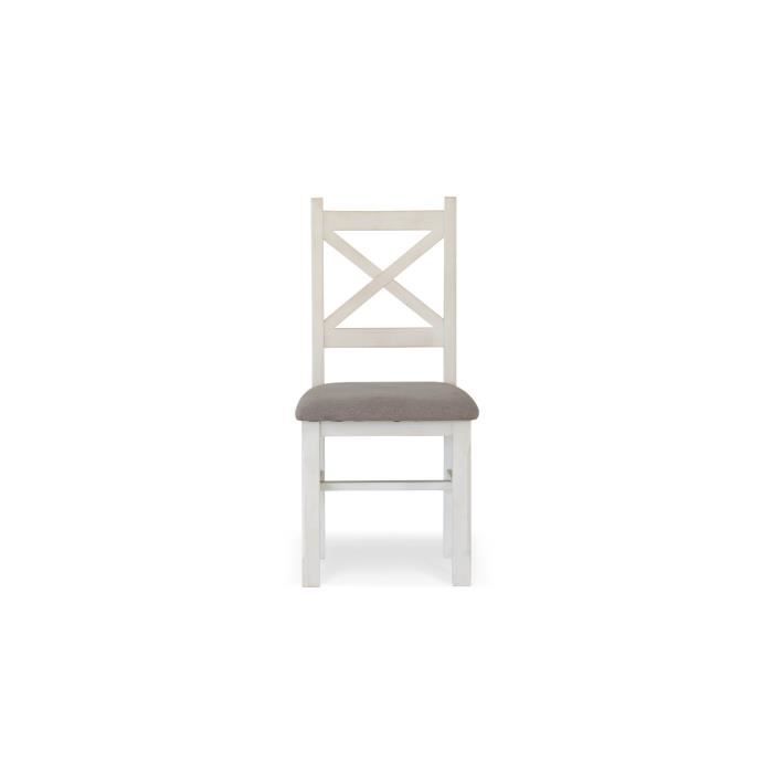 lot de 2 chaises bois blanc 47x51.5x102cm - decoration d'autrefois - campagne