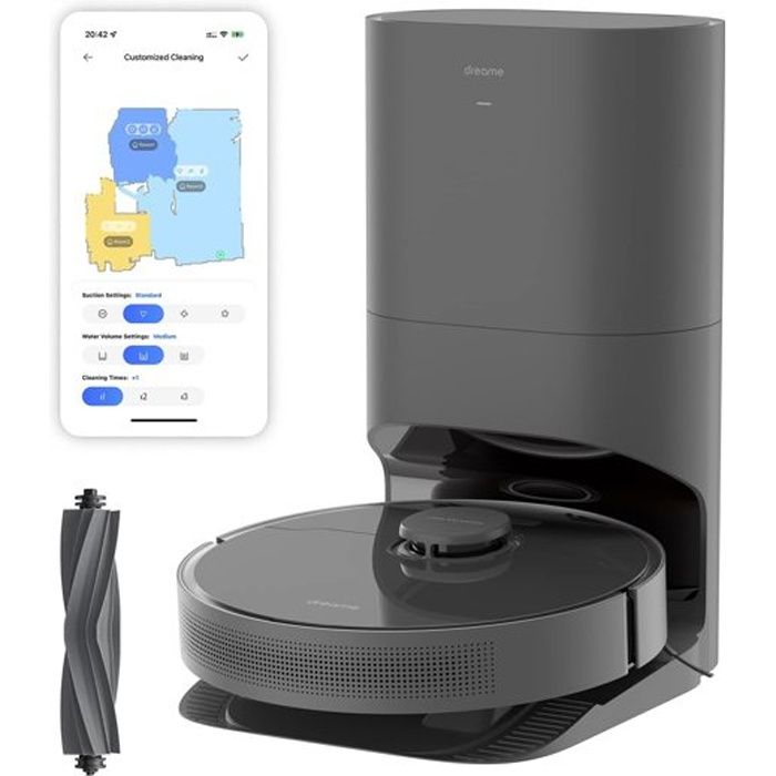 Dreame D10s Plus - Robot Aspirateur Laveur avec Station de Vidange Automatique - Action IA - Navigation LDS - Succion 5000 Pa - Dreame