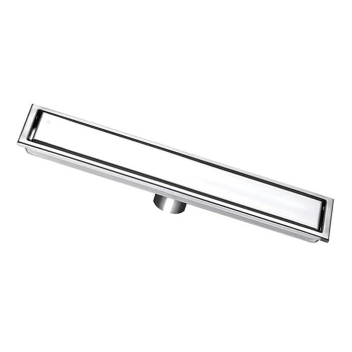 EXF Drain de douche linéaire décalé de 152,4 cm noir mat avec grille de vidange carrelée réversible, en acier inoxydable brossé rectangulaire avec attrape-cheveux, pieds réglables