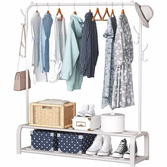 Portemanteau En Bambou, Meuble D‘Entrée Vestiaire, Portant Vêtements Avec Étagère A Chaussures