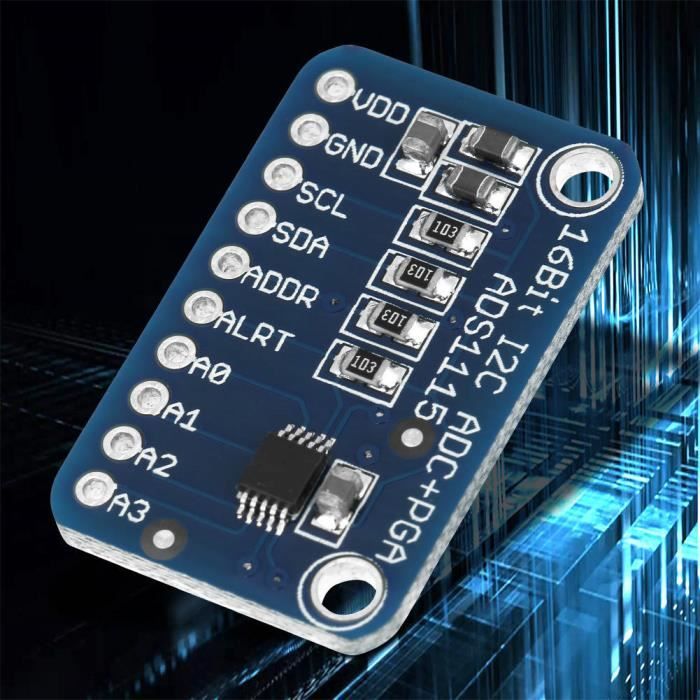 Module ADC 16 Bits I2C - Convertisseur Analogique-Numérique | Pour Arduino, Raspberry Pi, Microcontrôleurs