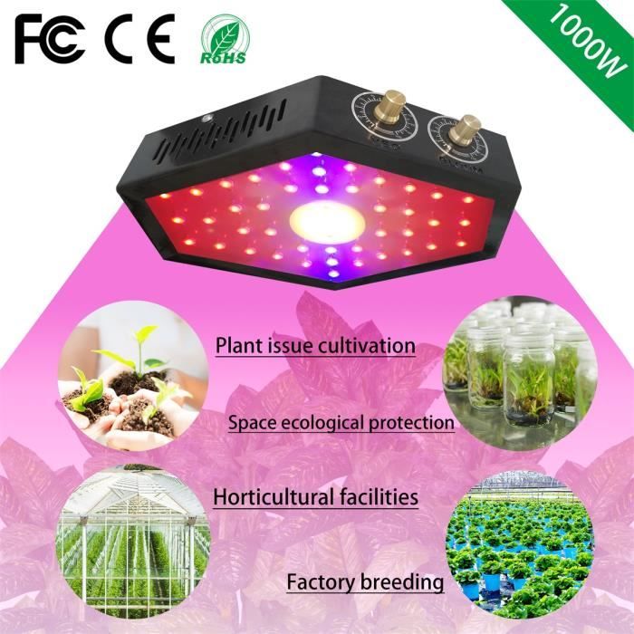 Lampe de culture à LED 1000W LED Eclairage pour plantes spectre complet pour la croissance et la floraison des plantes en intérieur with UV IR