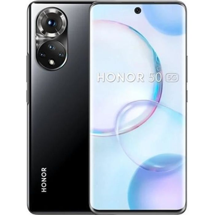 HONOR 50 Smartphone 5G quad caméra 108 MP Mémoire 6Go + Écran OLED 6.57" 120Hz Qualcomm SnapdragonTM Batterie 4300mAh Android 11 GMS Double SIM Débloqué