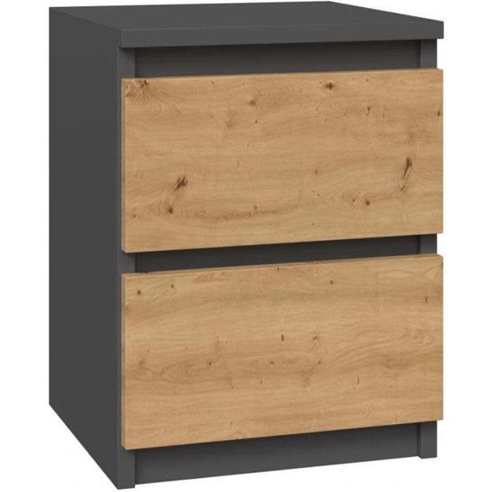 ASTER - Table de chavet style scandinave- 30x30x40 cm - Chevet 2 tiroirs - Meuble de chambre