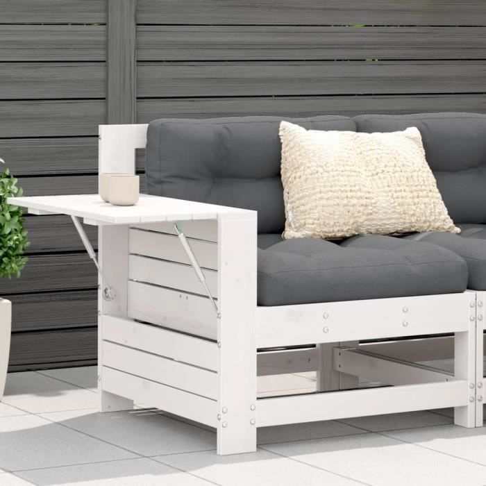 FAS Canapé de jardin accoudoir et coussin blanc bois massif de pin KN005 AB844915
