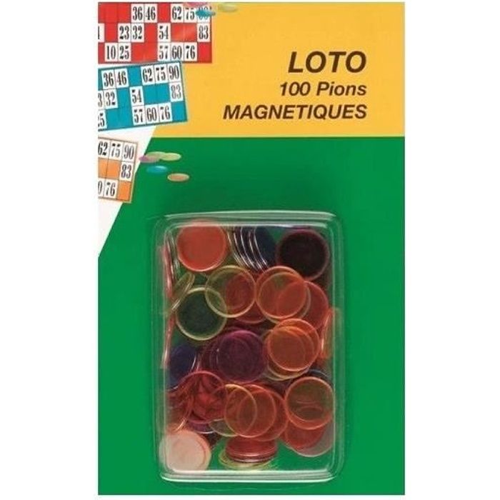 Loto - Boule magnétique Rouge numerotee et 100 pions magnetiques