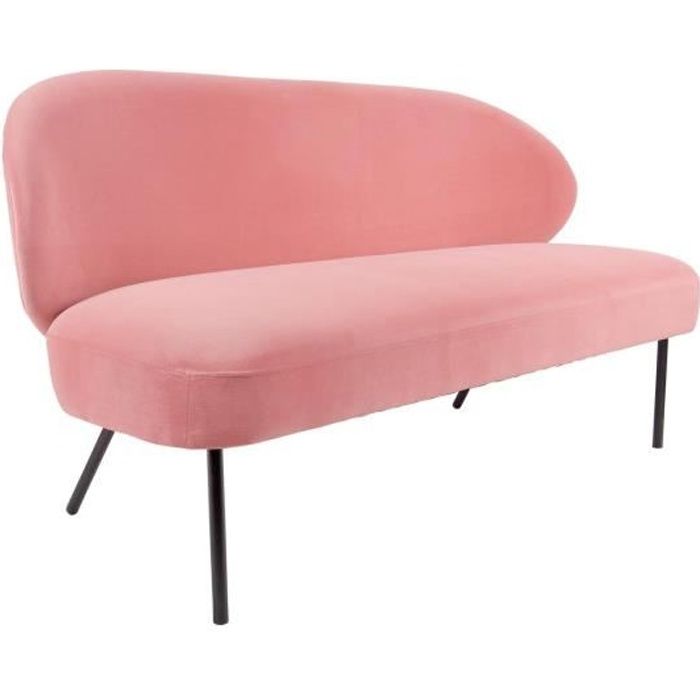 Canapé droit 2 places Rose Velours Design Confort