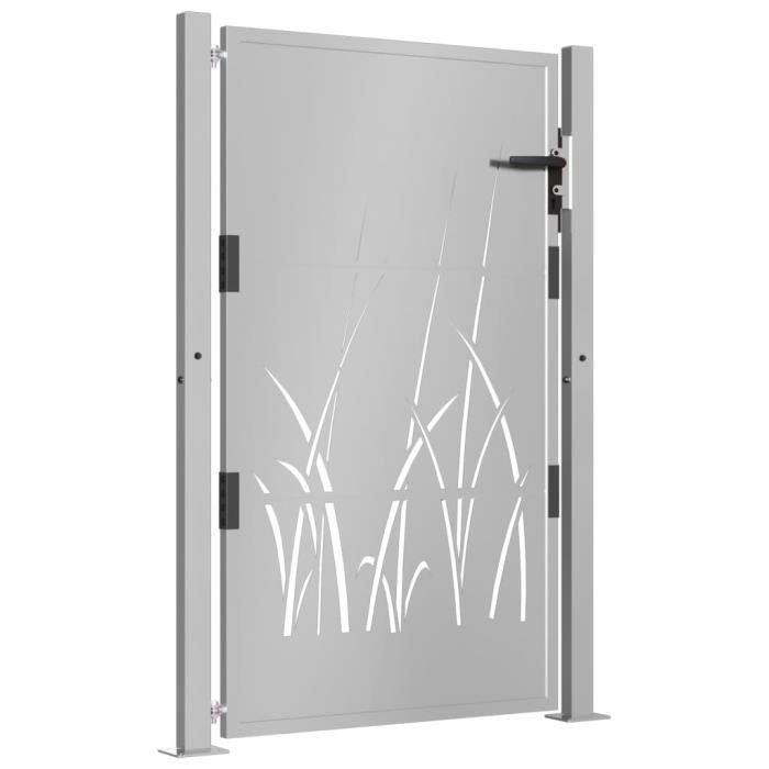 Portail De Jardin Anthracite En Acier Galvanisé - 105x105 Cm - Design Moderne Avec Découpe Laser Et Verrouillage Sécurisé