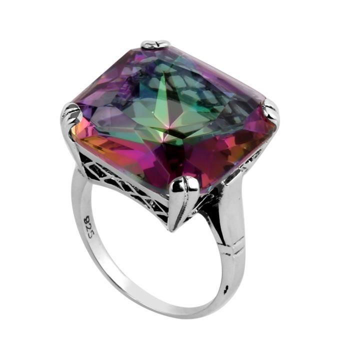 Bague Femme Arc En Ciel Couleur Ametrine Amethyste Cristal
