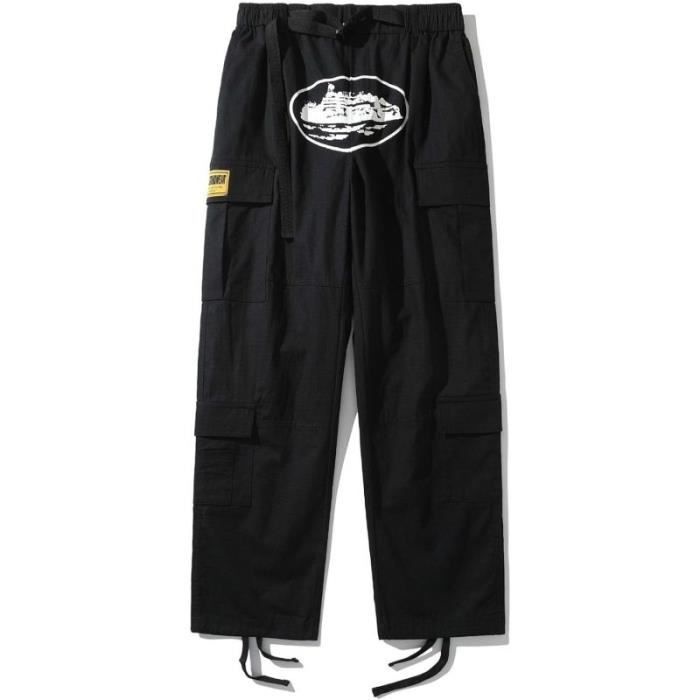 Jean Baggy Cargo Homme – Style Y2K Vintage – Taille Haute – Coupe Droite – Élastique Avec Cordon – Streetwear Décontracté