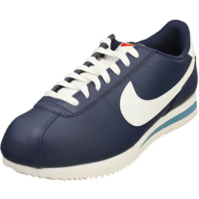 Baskets Nike CORTEZ Homme Cuir Lacets Marine Blanche Marine blanche Cdiscount Chaussures