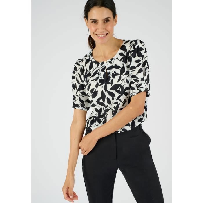 Top Blouse Damart - Taille 44 - Gris - Polyester - Manches Courtes - Neuf Sans étiquettes (parfait état)