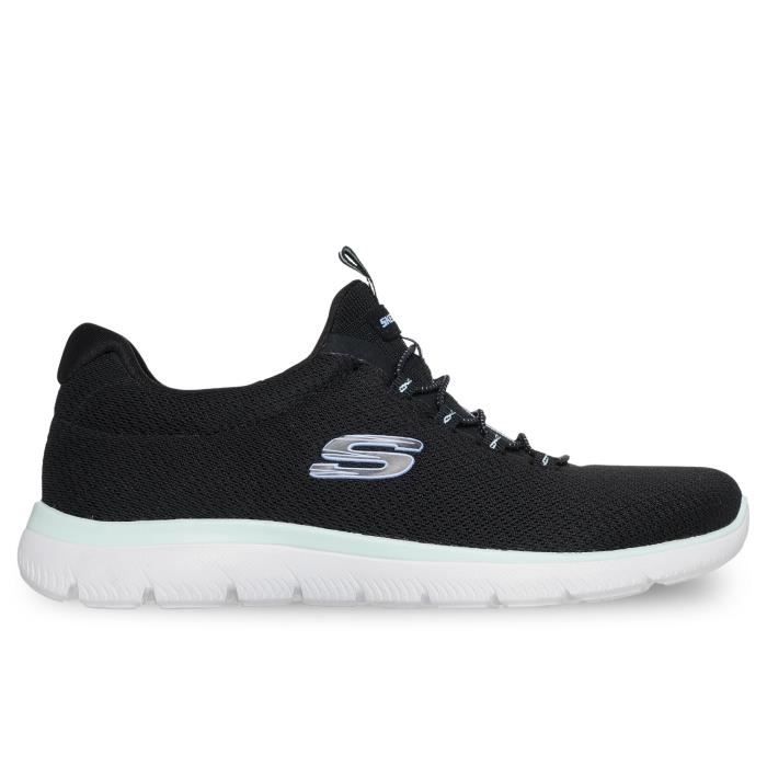 Skechers Chaussures - SKECHERS - Summer Blush - Femme - Noir - Lacets - Plat