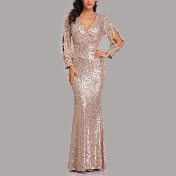 Robe paillette hotsell longue manche longue