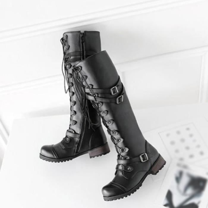 Bottes de combat militaires pour femmes style Steampunk Gothique