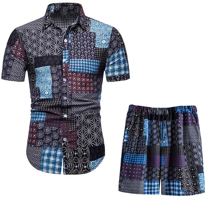 Chemise hawaïenne homme XXL décontractée boutonnée à manches courtes Two Paddles Original - France